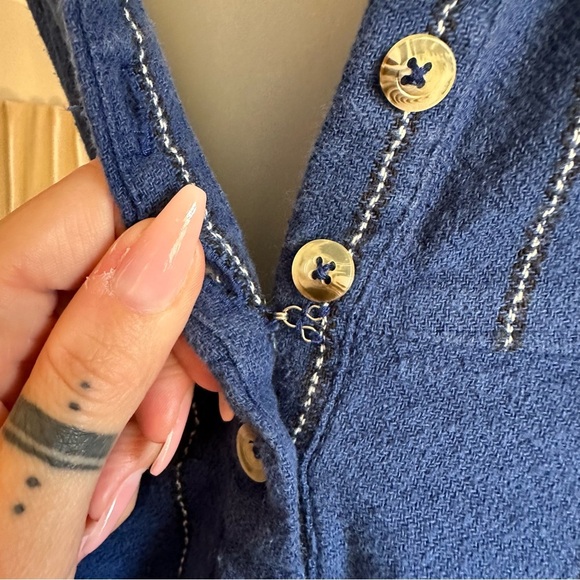 Billabong Paint The Town Wide-leg Button-Down Cropped Jumpsuit in Blue Stripe, M - Picture 6 of 14